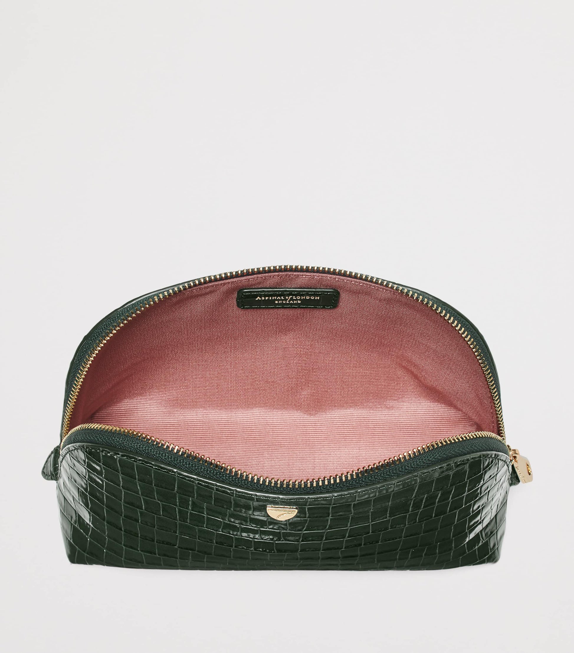 Small Leather Croc-Embossed Cosmetic Case