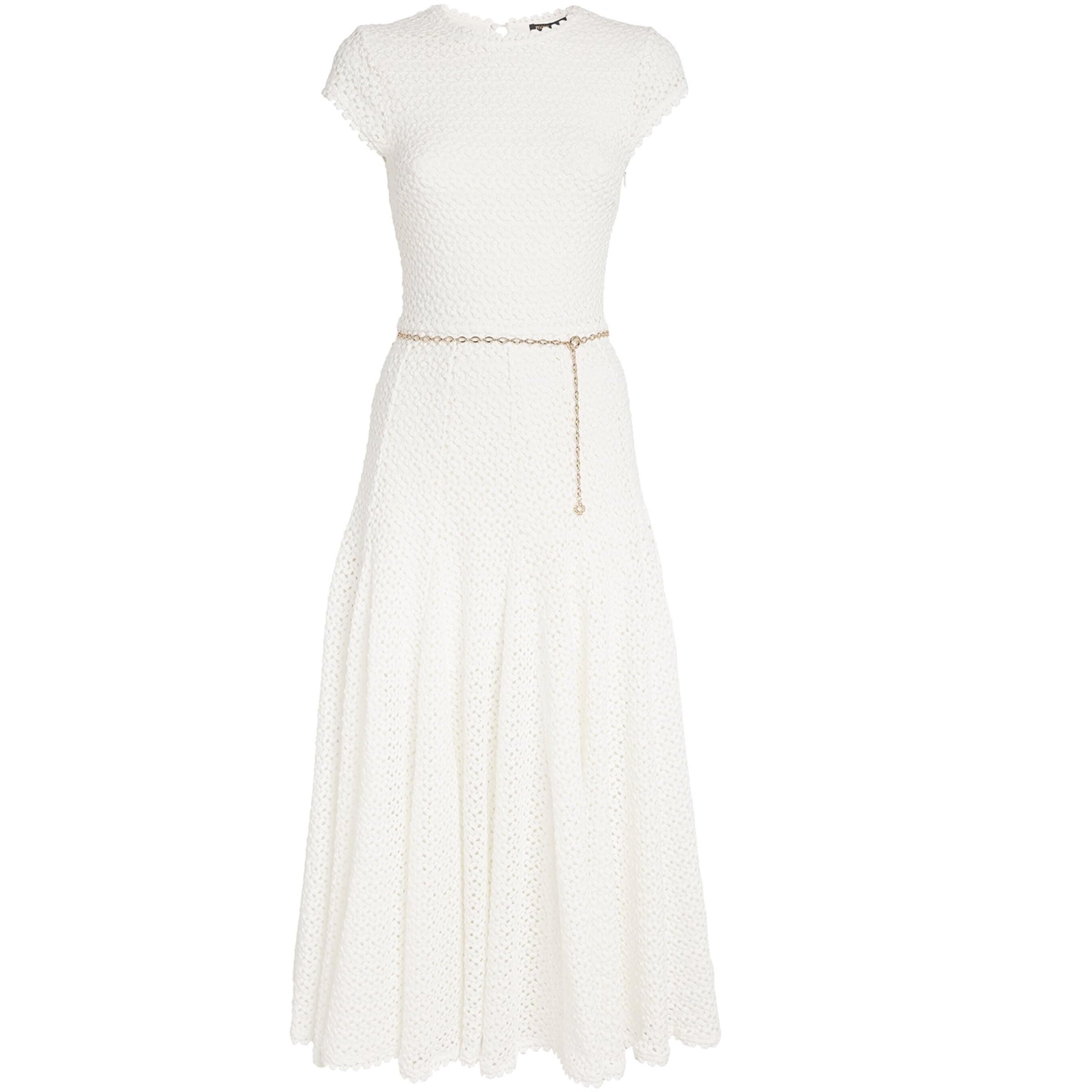 Maje White Crochet Midi Dress
