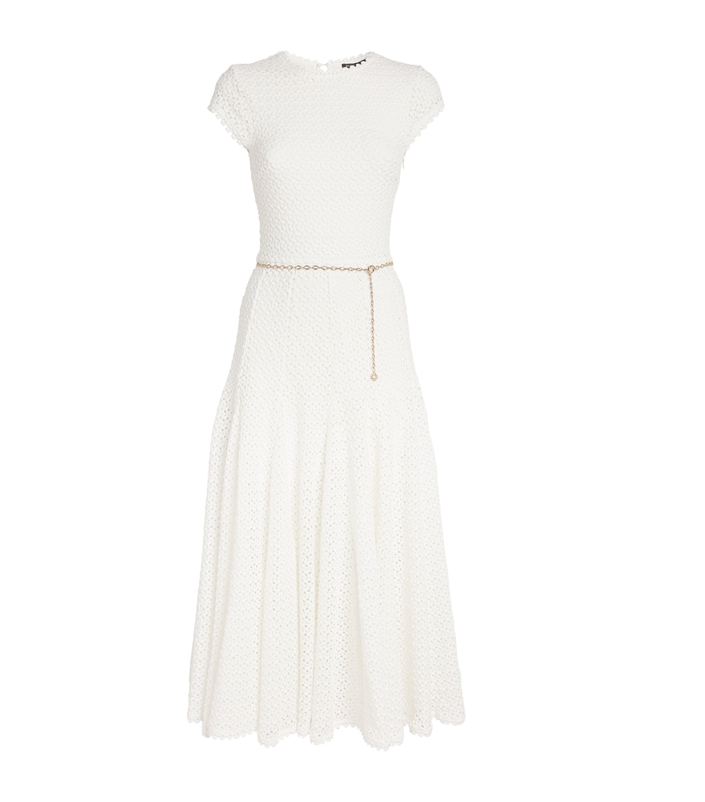 Maje White Crochet Midi Dress