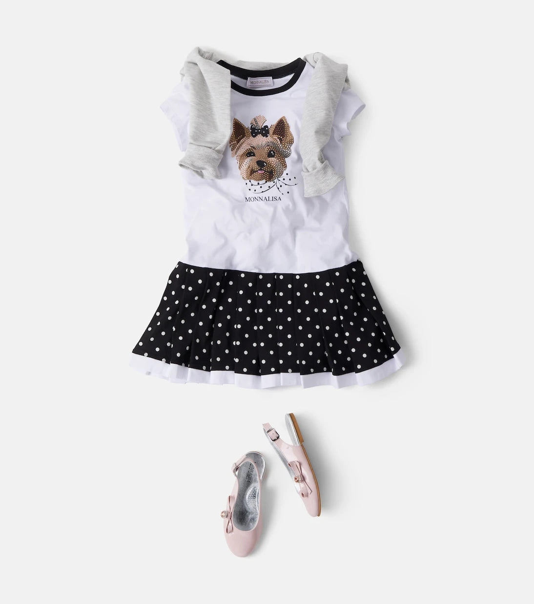 Monnalisa - Embellished printed cotton-blend dress