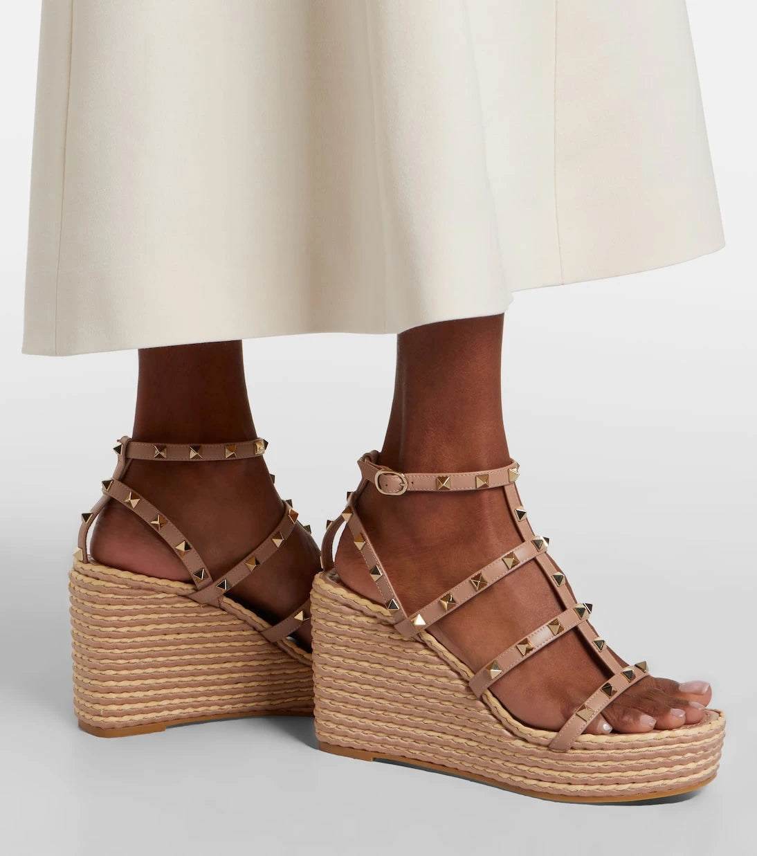 Valentino Garavani - Rockstud leather wedge sandals