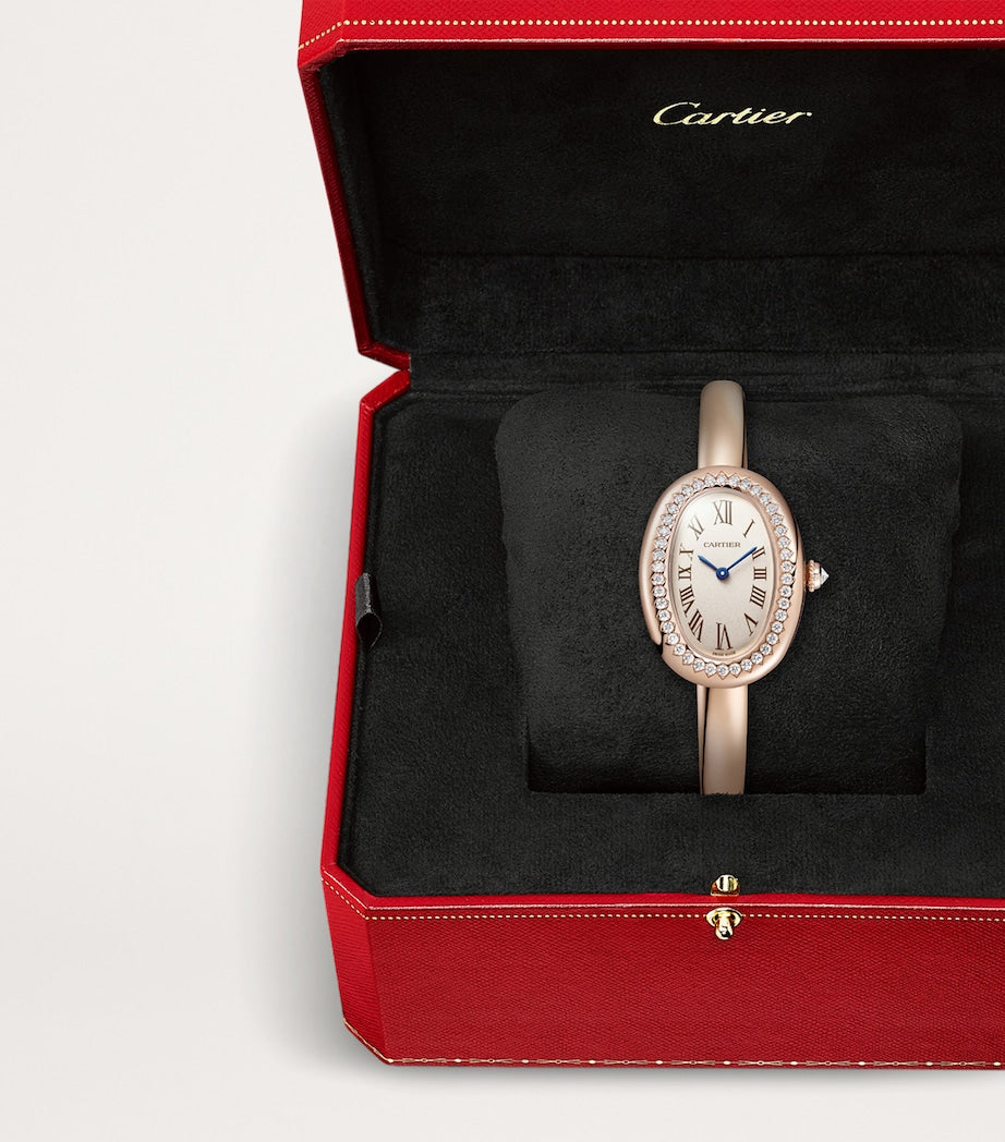 Small Rose Gold and Diamond Baignoire de Cartier Watch 23.1mm (Size 15)