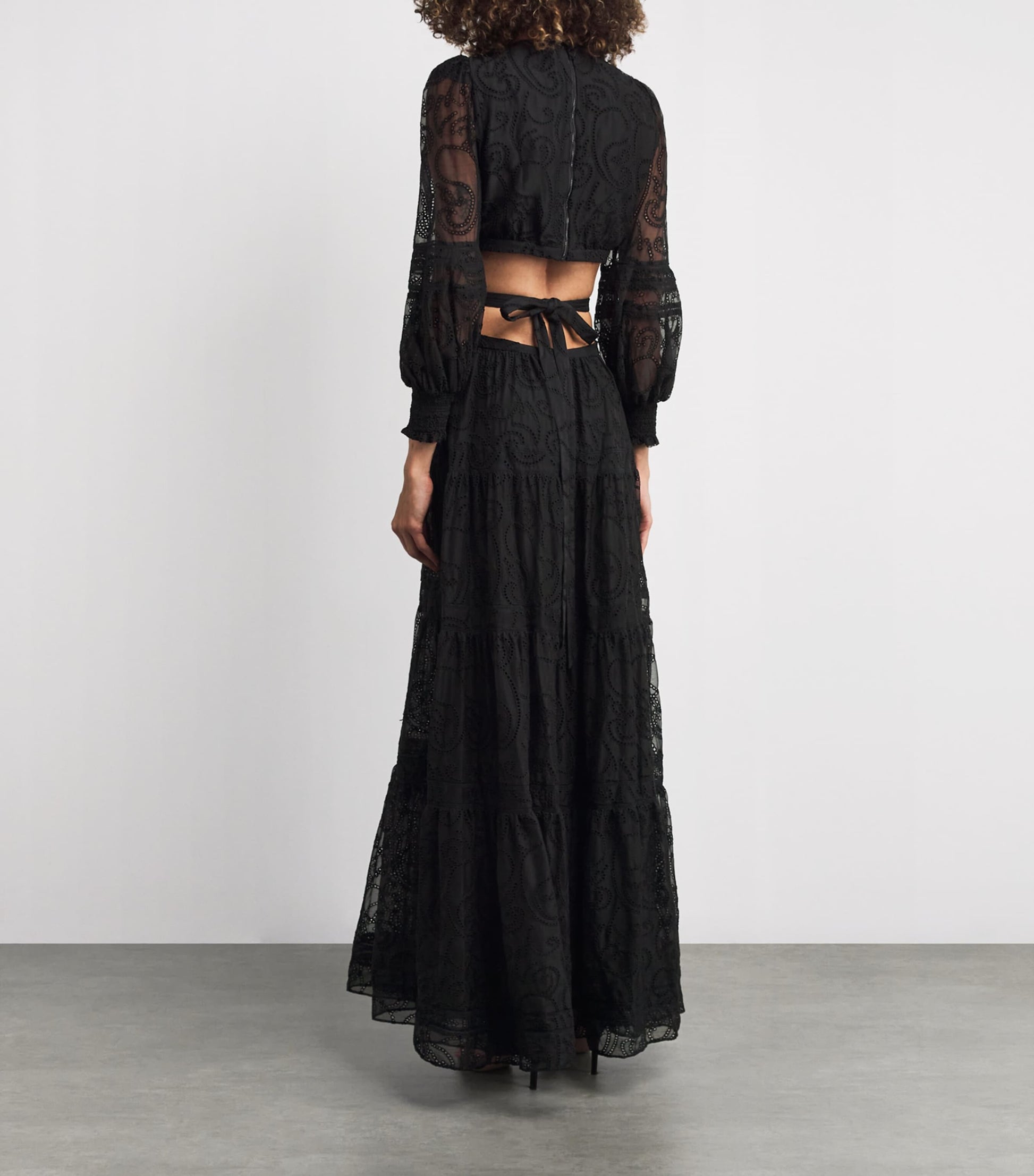 Alice+Olivia Black Patricia Tiered Maxi Dress