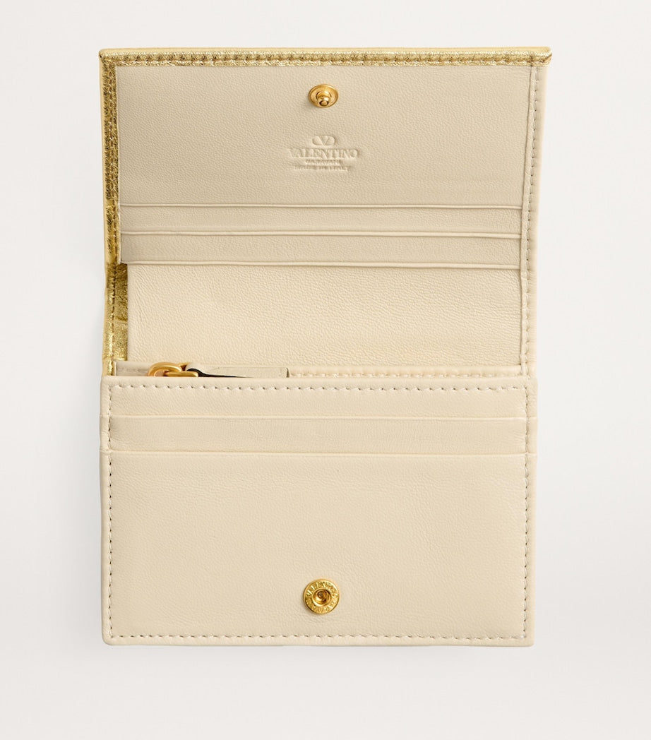 Valentino Garavani Gold Leather VLogo Signature Bifold Wallet