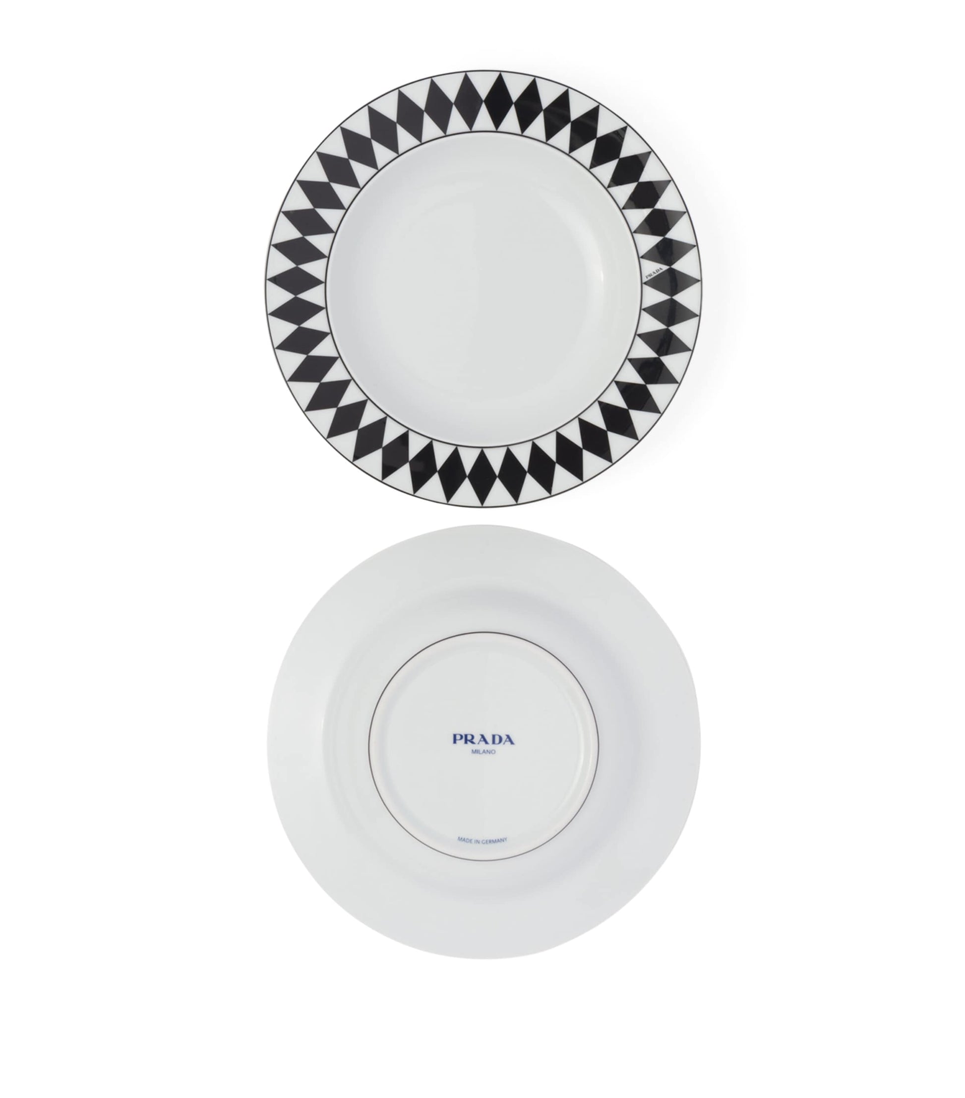 Set of 2 Porcelain Chequerboard Soup Plates (22cm)