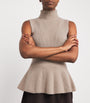 Róhe Black Wool-Cashmere Sleeveless Peplum Top