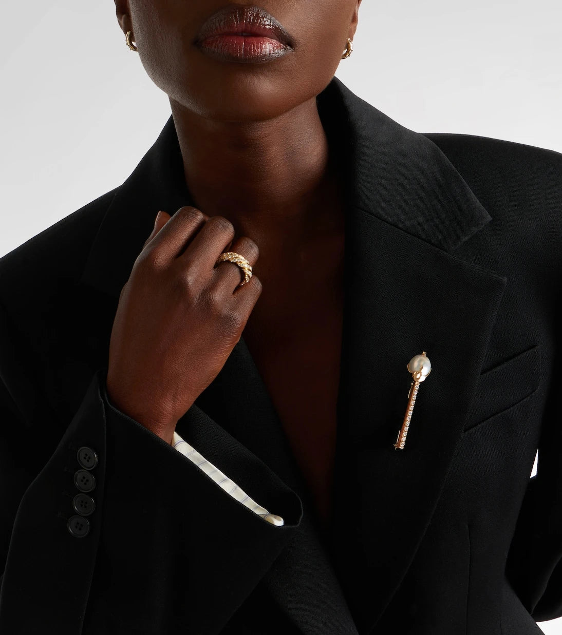 Mateo - 14kt gold brooch with diamonds and pearls