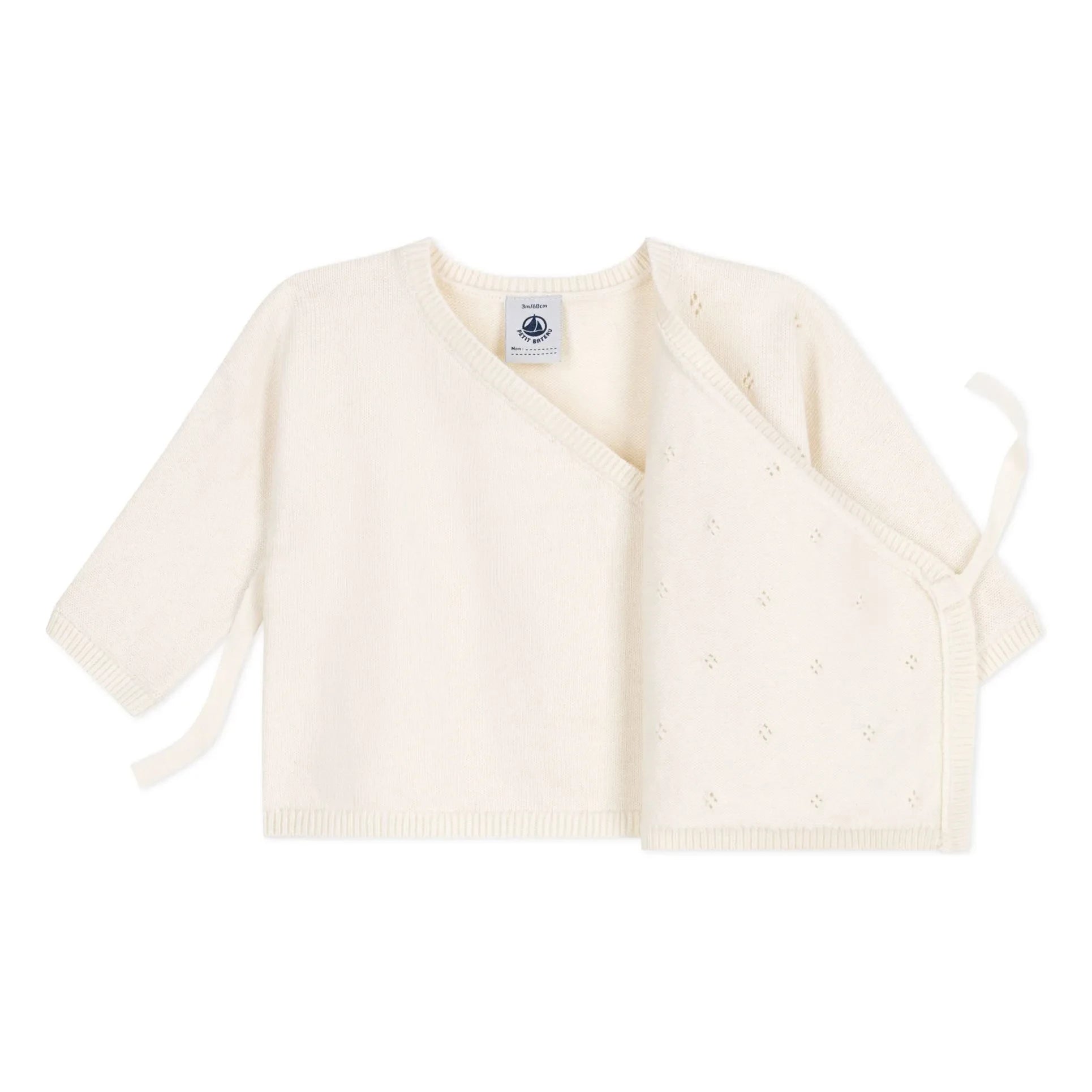 Petit Bateau - Pointelle Laine wrap cardigan | Ecru