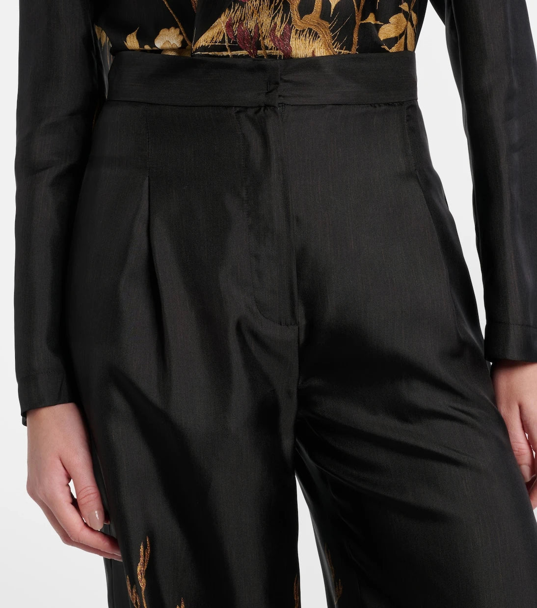 Max Mara - Mappa printed high-rise silk wide-leg pants