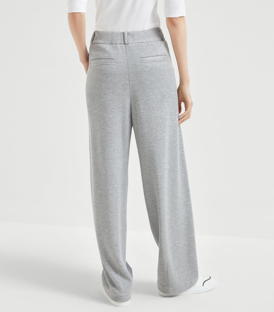 Sparkling Piqué Wide-Leg Trousers