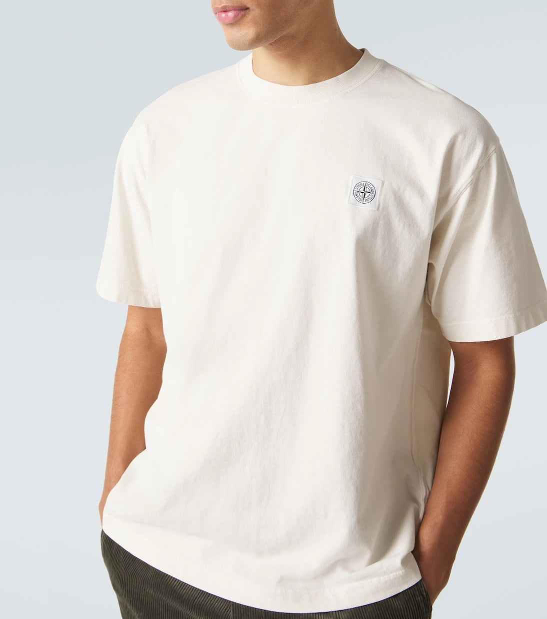 Stone Island - تي شيرت قطني بشعار البوصلة