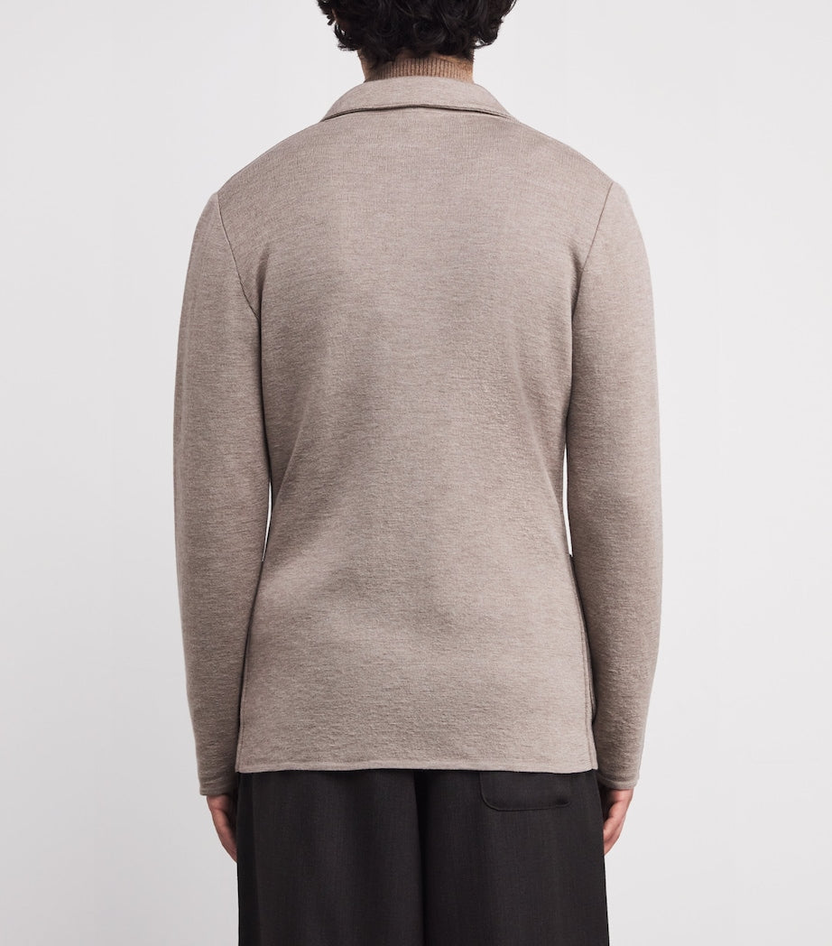 Lardini Beige Virgin Wool Knitted Blazer