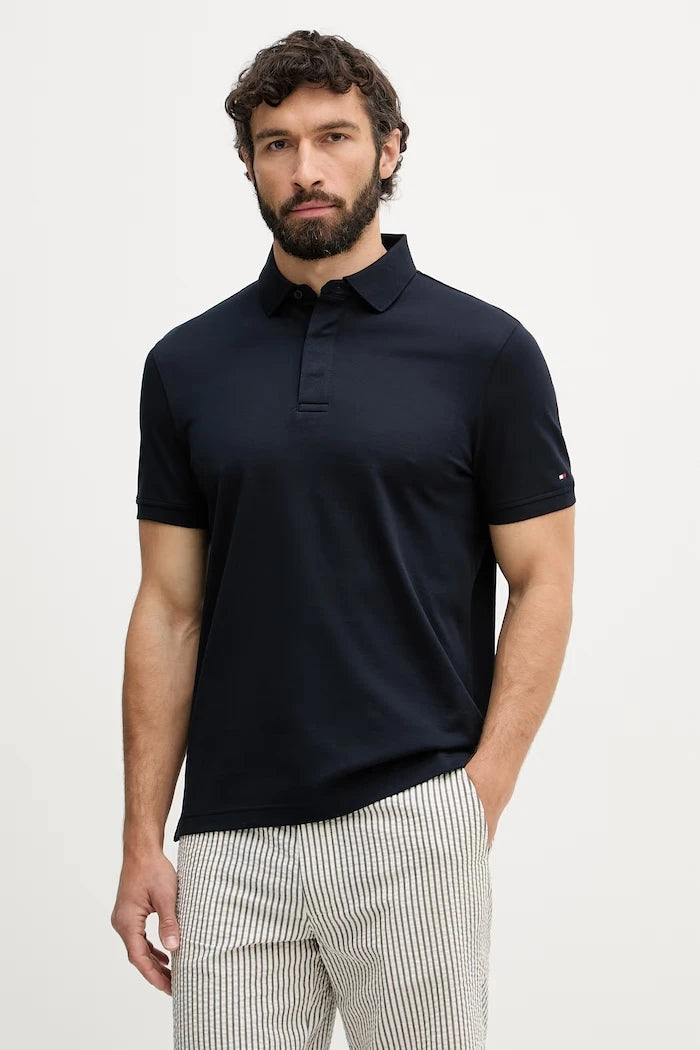 Tommy Hilfiger тениска с яка мъжка от памук