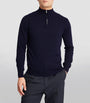 Navy Cashmere Zip-Up Sweater