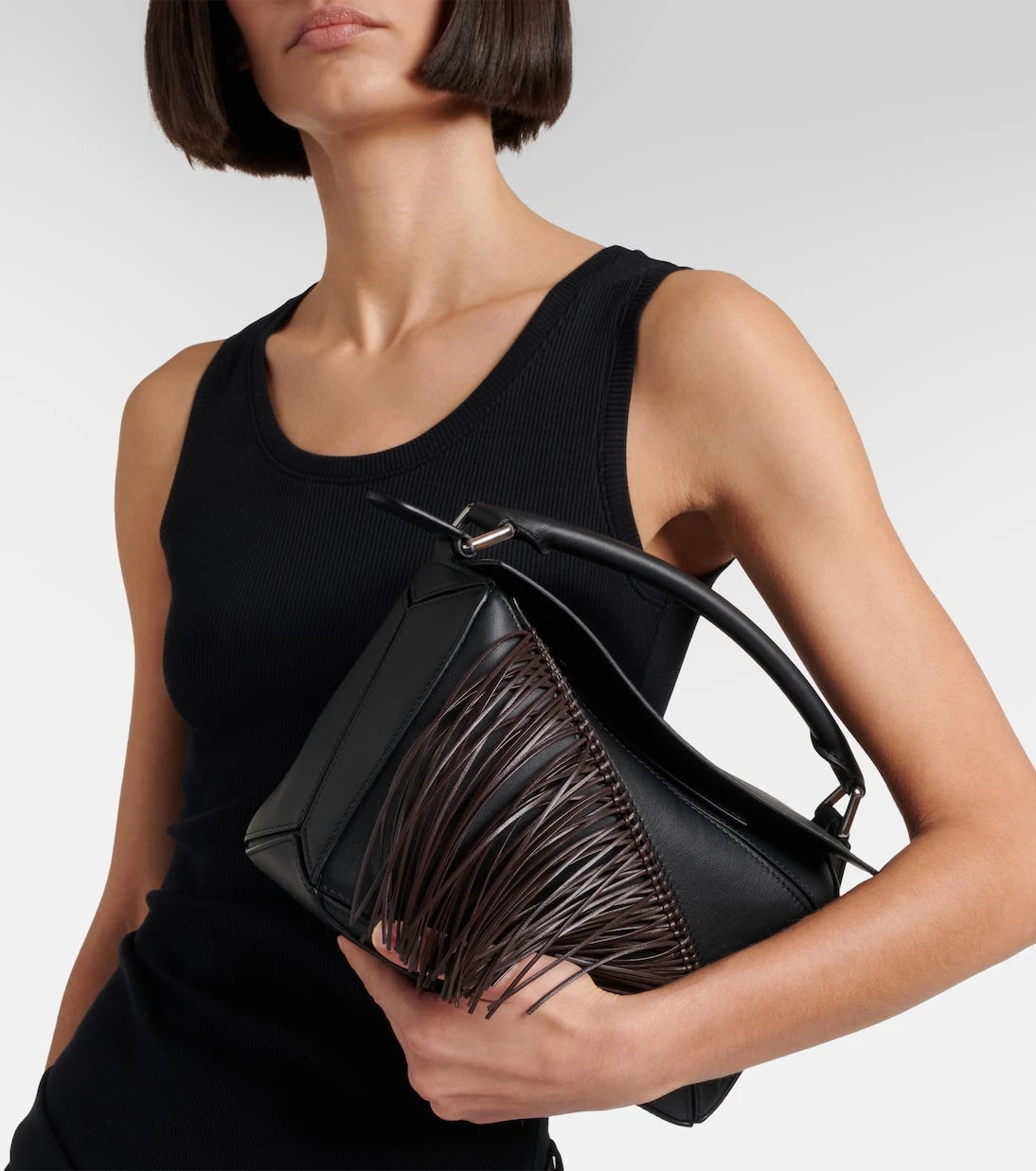 Loewe - Puzzle Small fringed leather shoulder bag