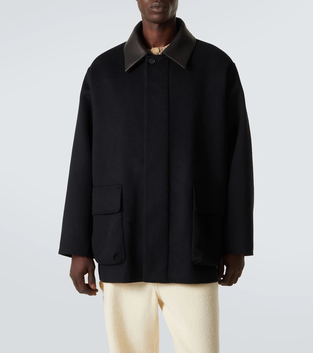 Auralee - Leather-trimmed cashmere blouson jacket