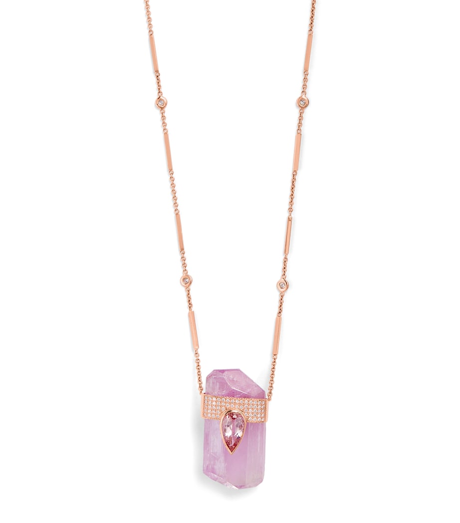 Rose Gold, Diamond, Kunzite and Crystal One-of-a-Kind Necklace