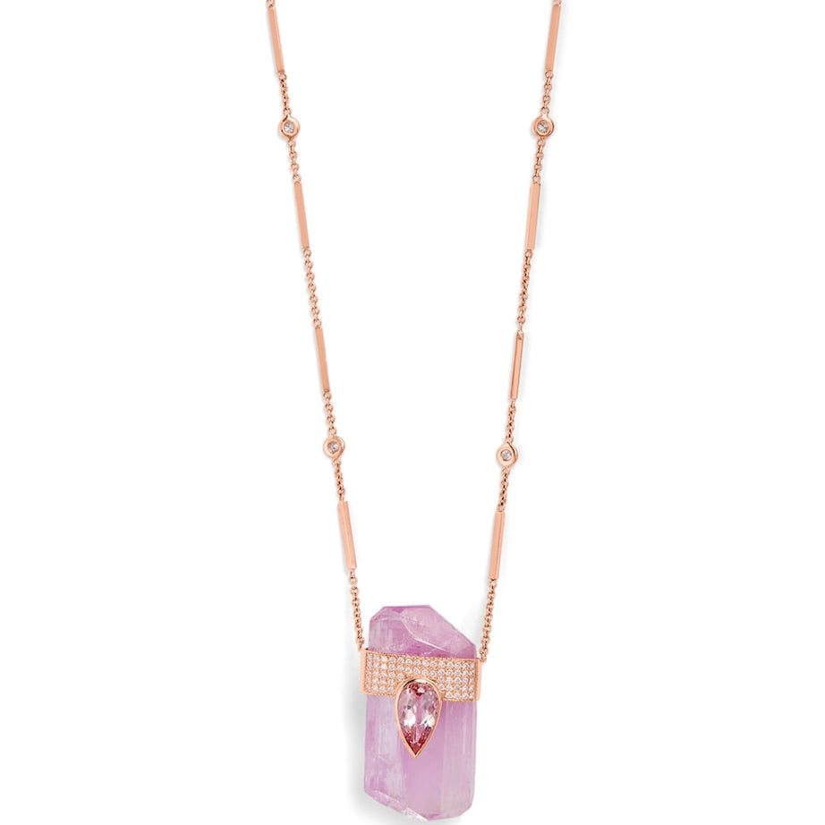 Rose Gold, Diamond, Kunzite and Crystal One-of-a-Kind Necklace