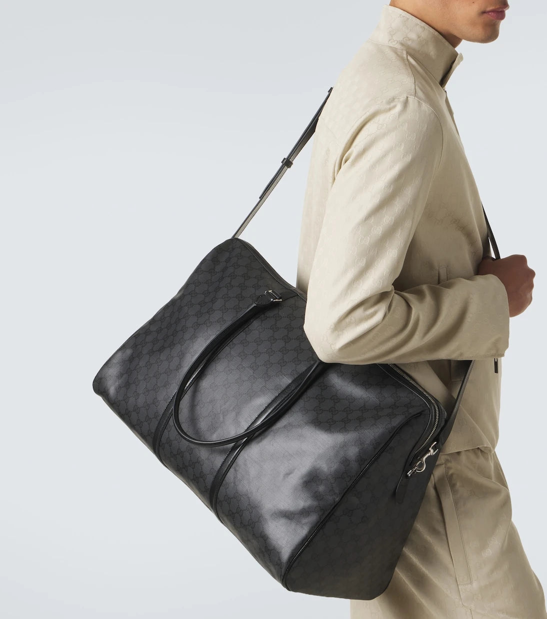 Gucci - GG canvas leather-trimmed duffel bag