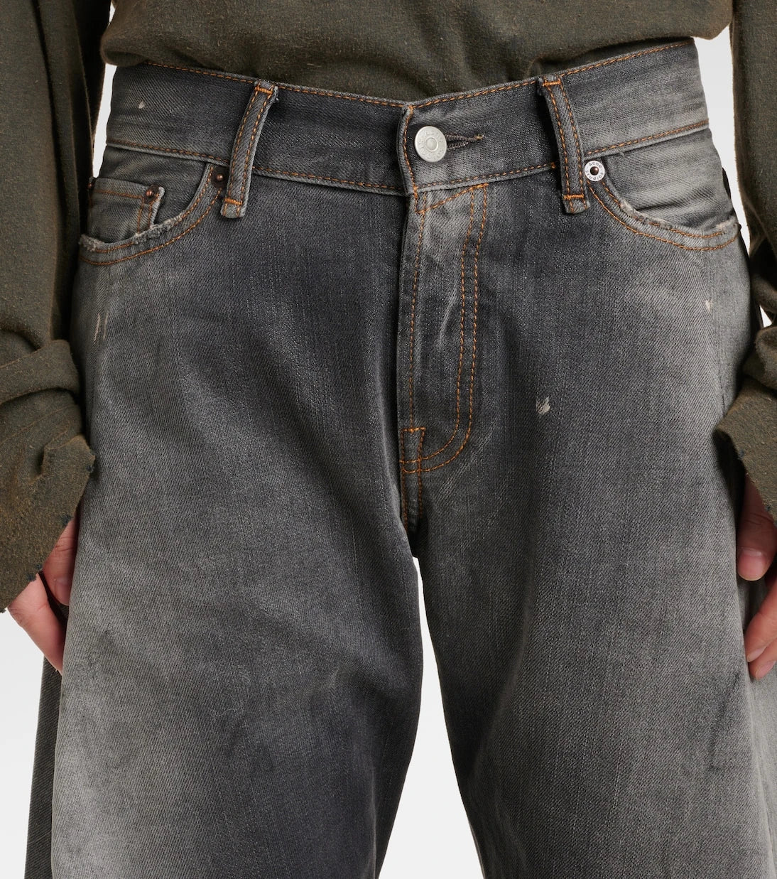 Acne Studios - 2006F distressed low-rise wide-leg jeans