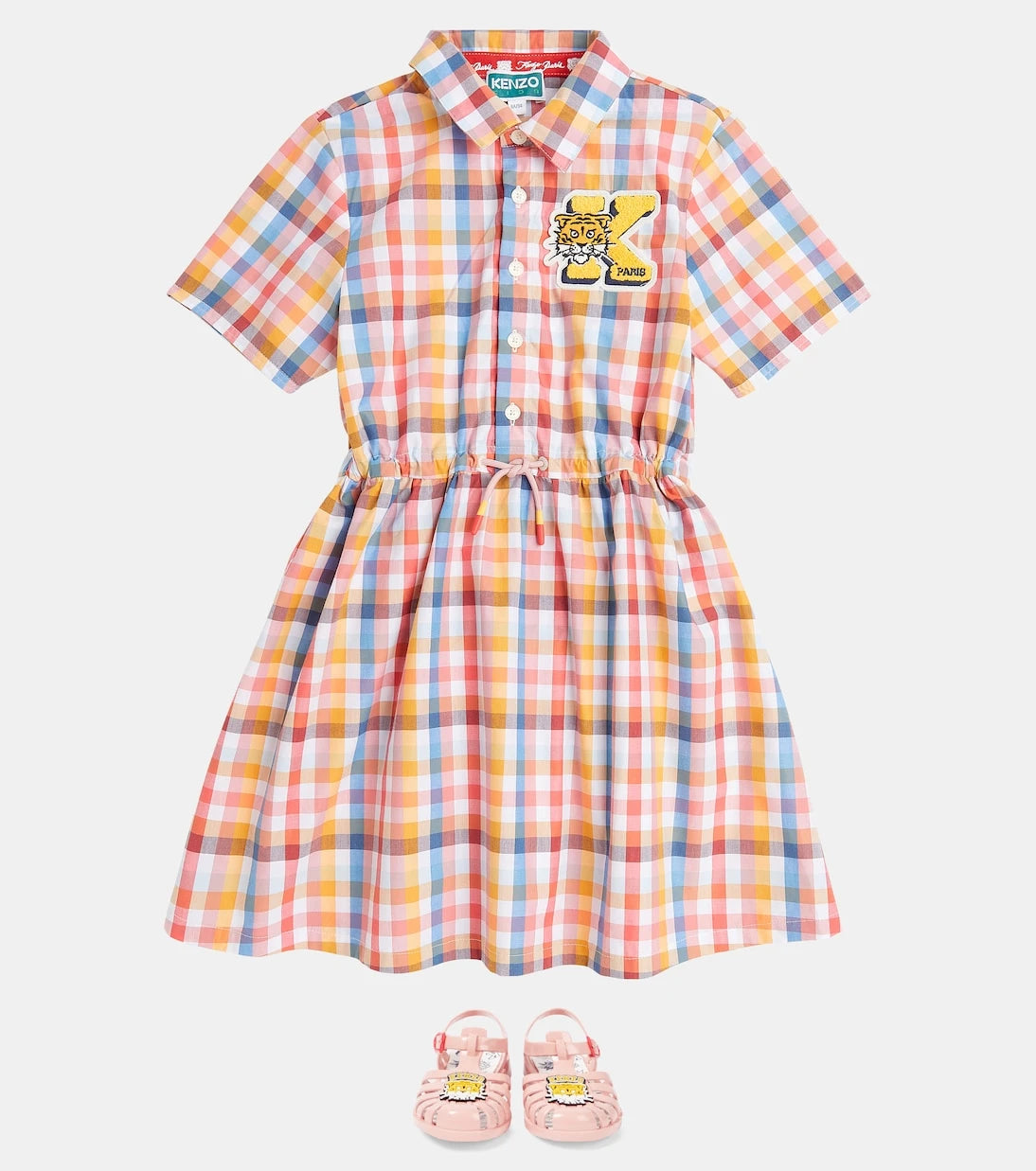 Kenzo Kids - فستان كنزو كيدز كاروهات من القطن