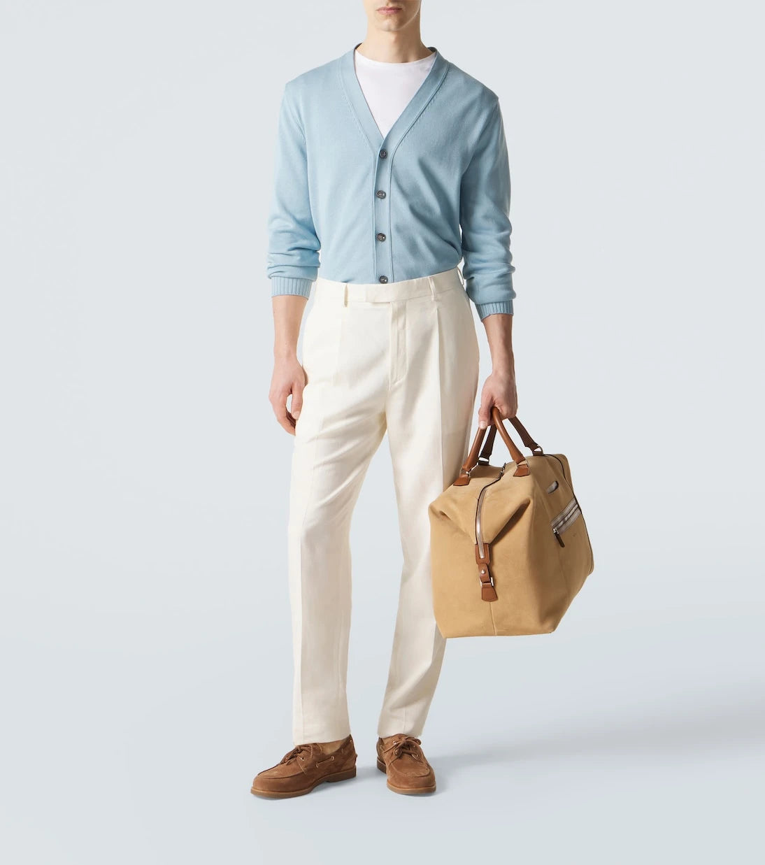 Kiton - Leather-trimmed suede duffel bag