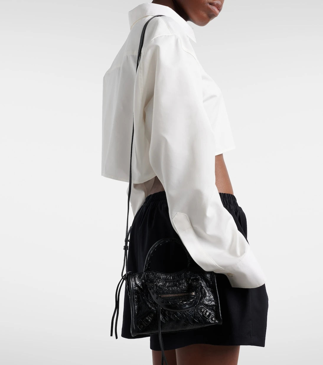Balenciaga - حقيبة يد علوية جلدية Le City Mini