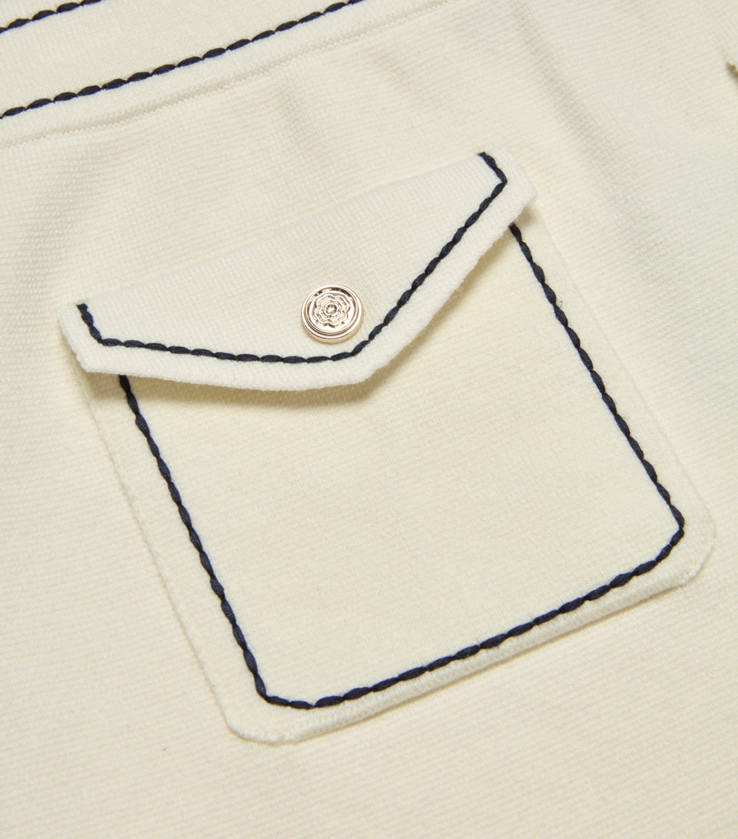 White Knitted Pocket-Detail Mini Skirt