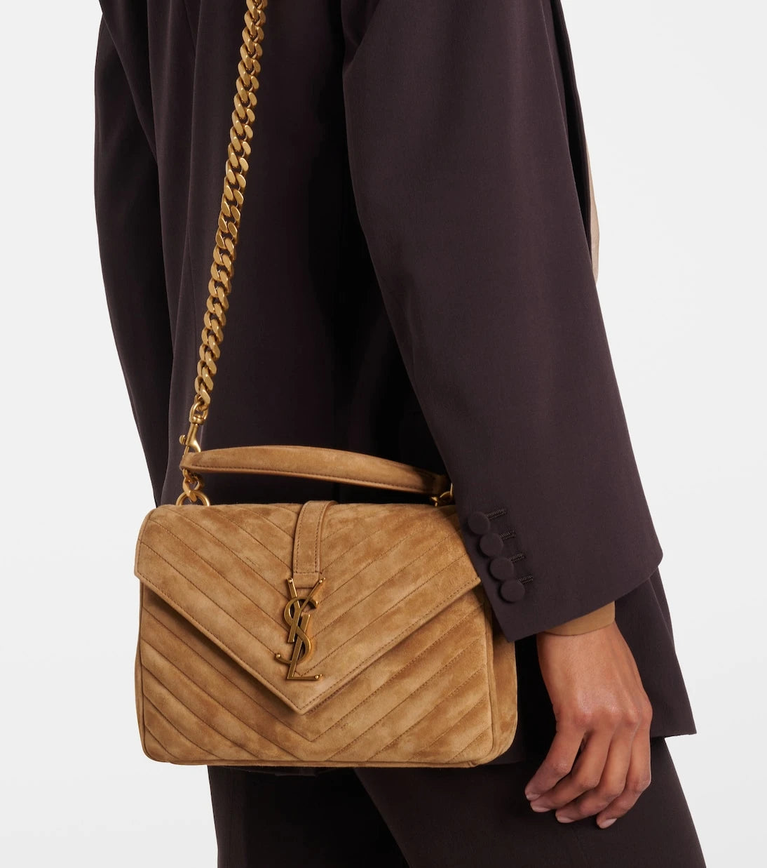Saint Laurent - College Medium suede crossbody bag