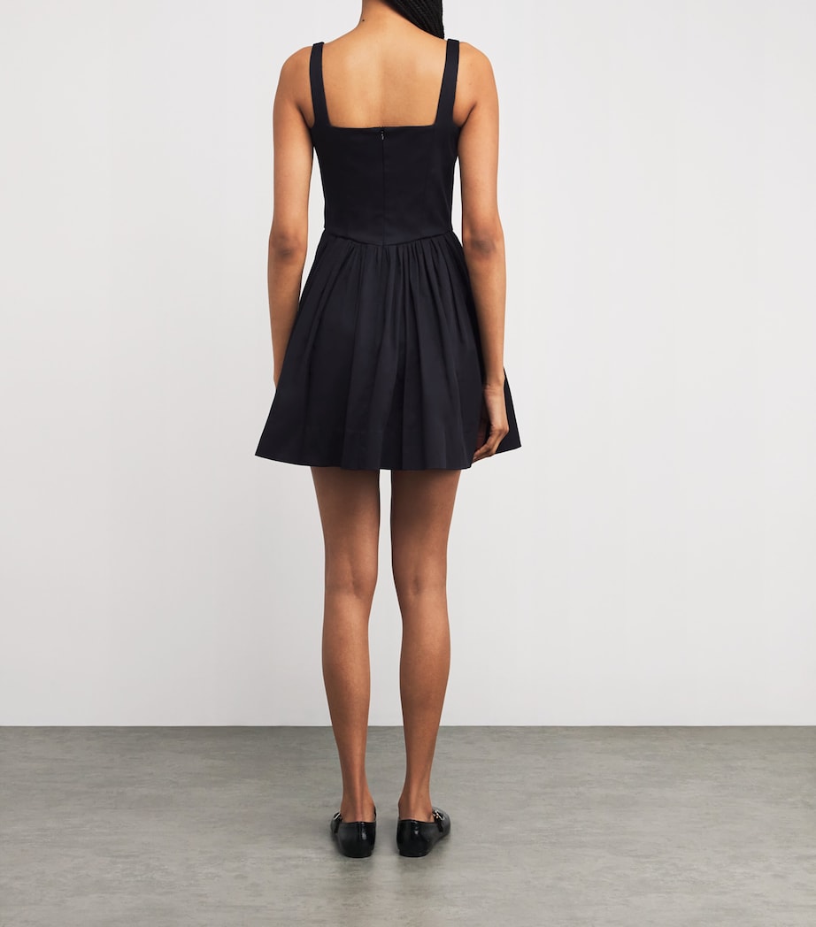 Black Cotton Square-Neck Mini Dress