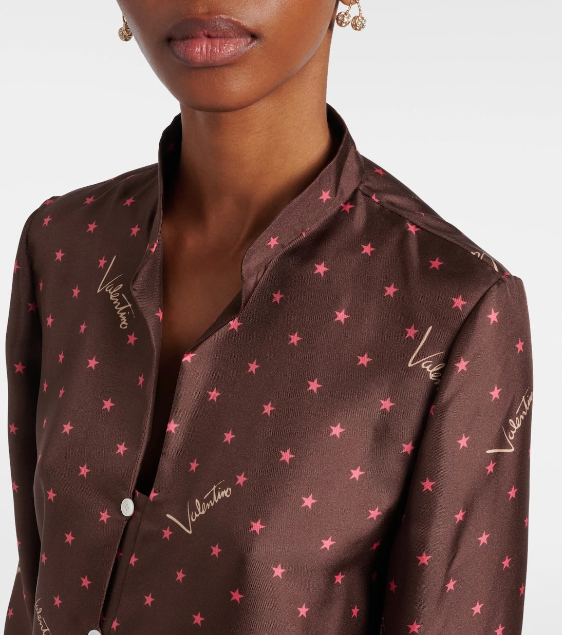 Valentino - Printed silk twill pajama shirt