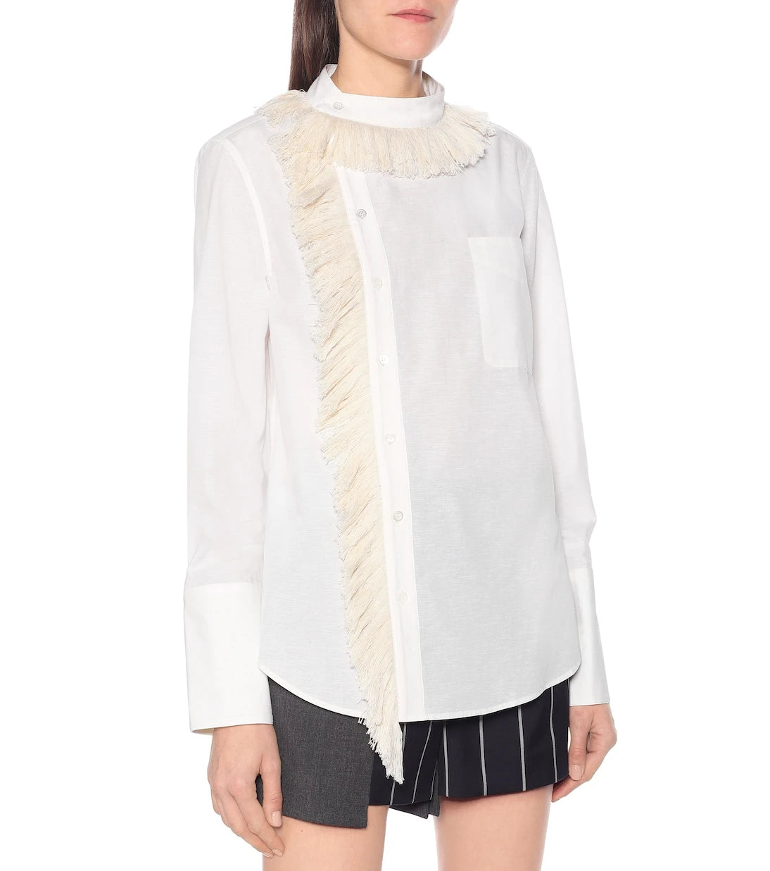 Monse - Fringe-collar cotton and linen shirt