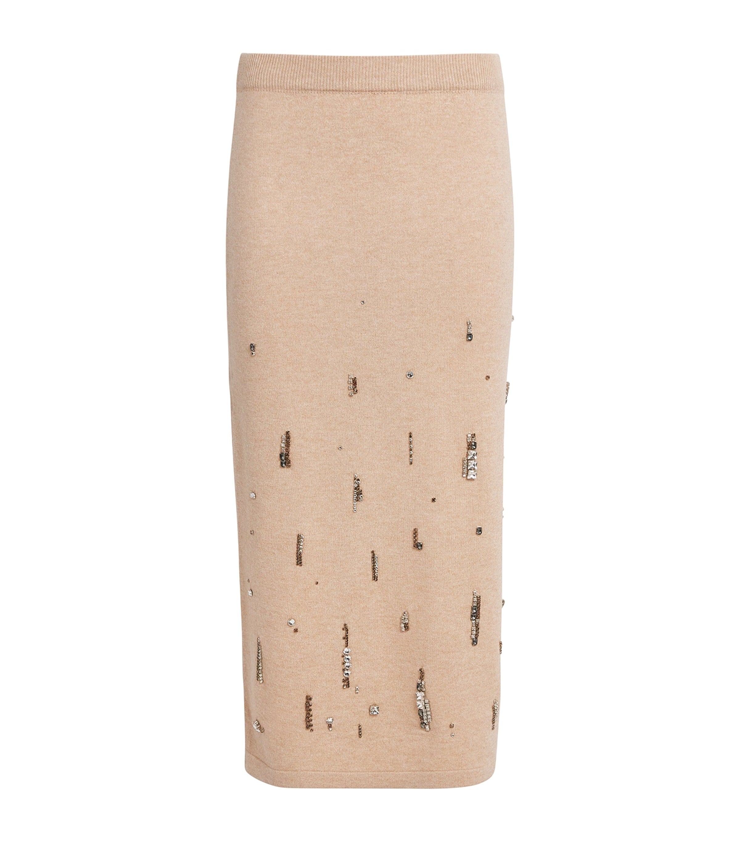 Fabiana Filippi Beige Wool-Silk-Cashmere Embellished Skirt