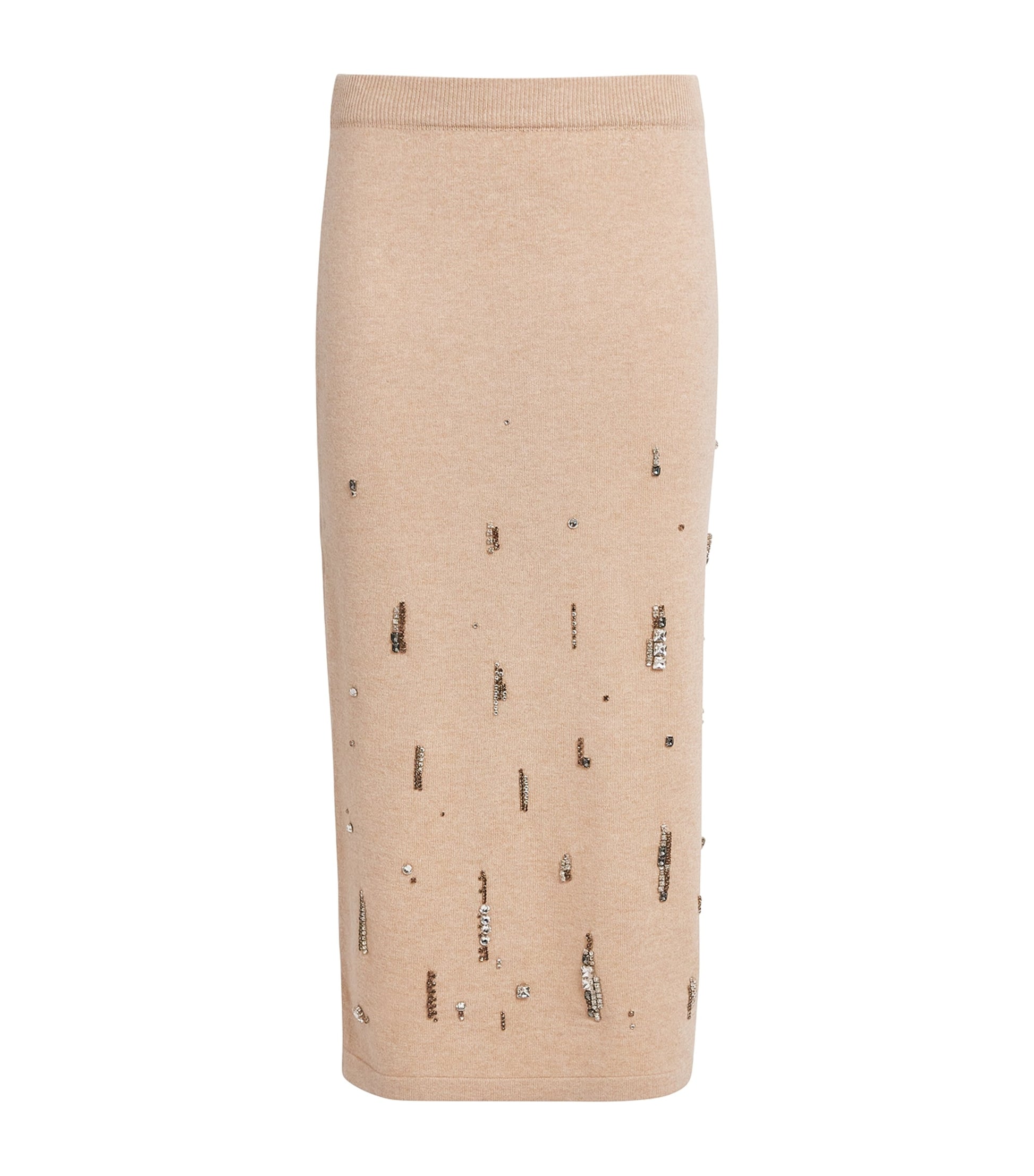 Fabiana Filippi Beige Wool-Silk-Cashmere Embellished Skirt