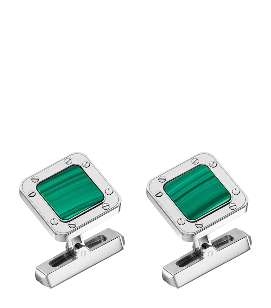 Sterling Silver and Malachite Santos de Cartier Cufflinks