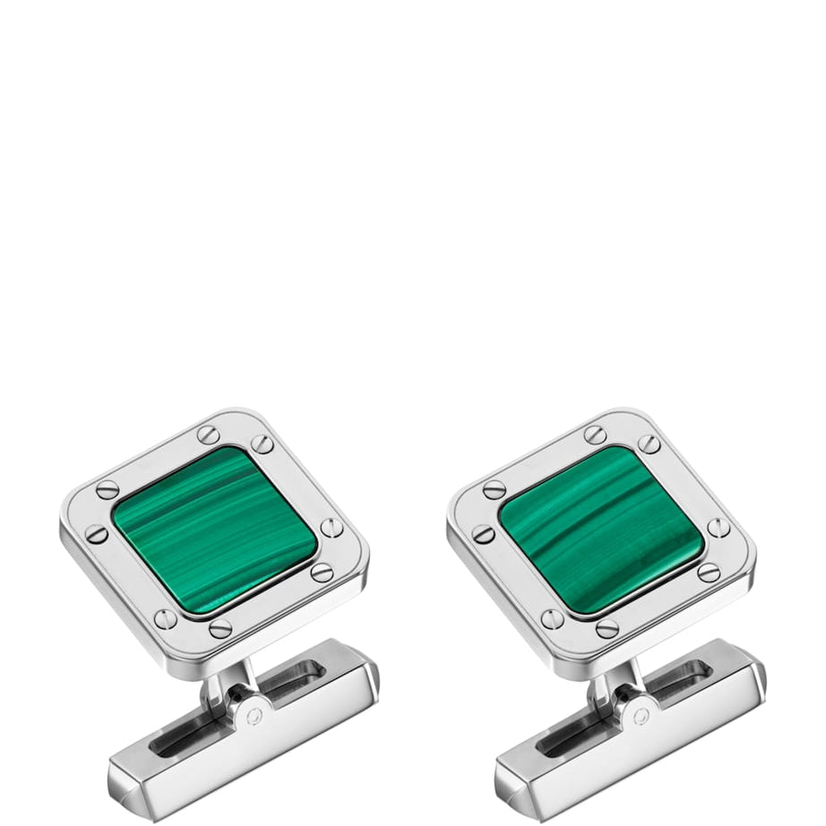 Sterling Silver and Malachite Santos de Cartier Cufflinks