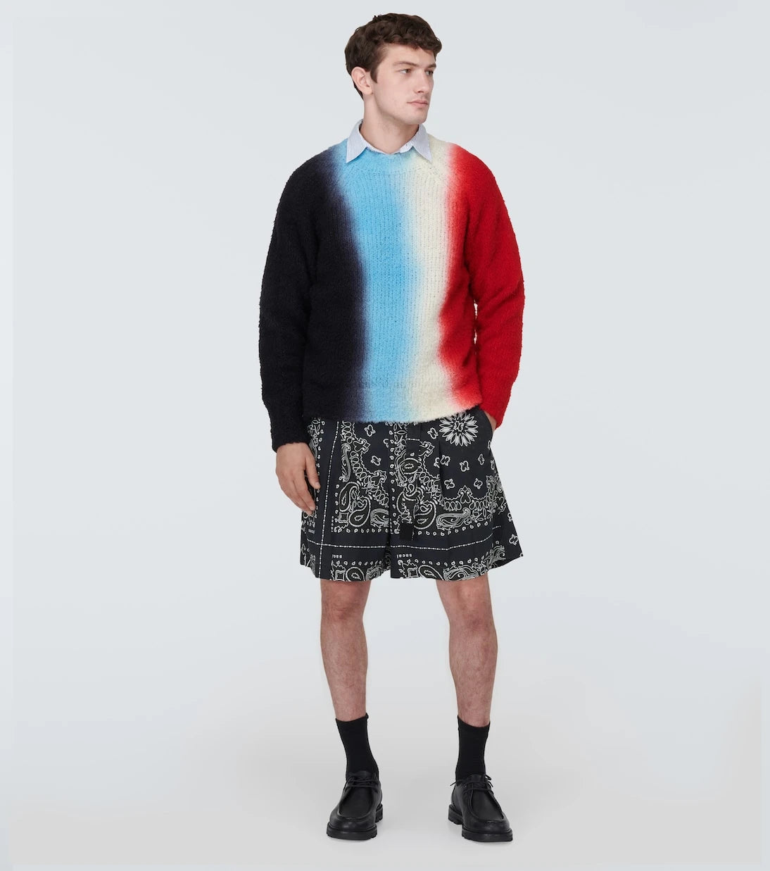 Sacai - شورت قطني بوبلين بنقشة باندانا