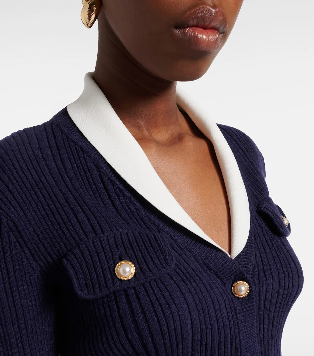 Self-Portrait - Belted ribbed-knit cardigan
