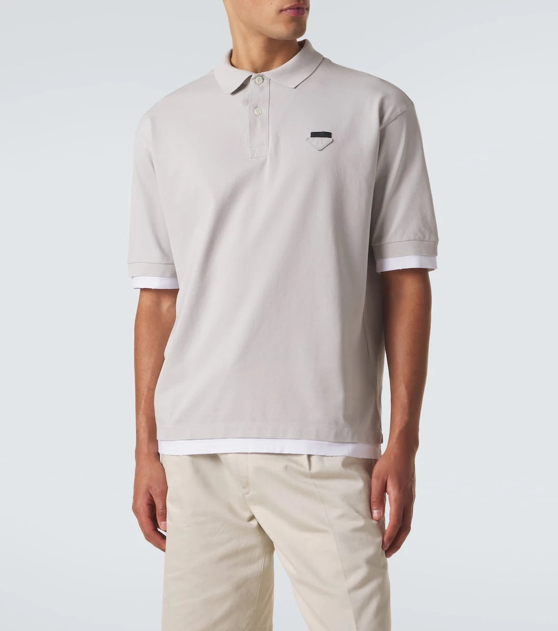 Prada - Layered cotton piqué polo shirt