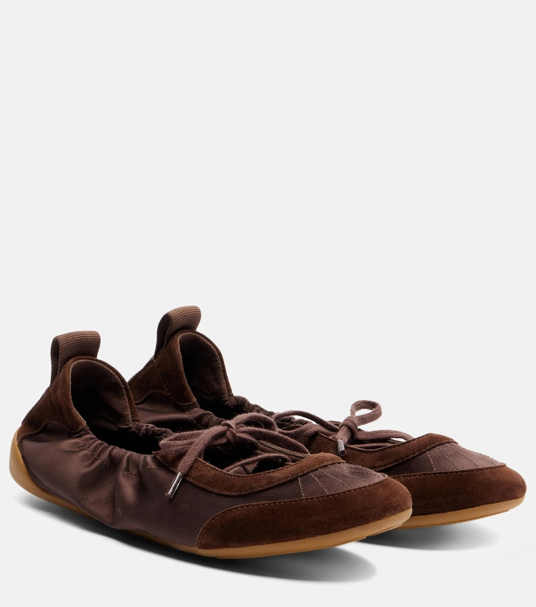 Chloé - Chloé Kick suede-trimmed satin flats