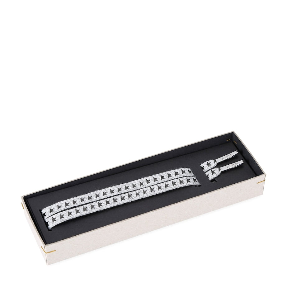 Golden Goose White Star Print Laces