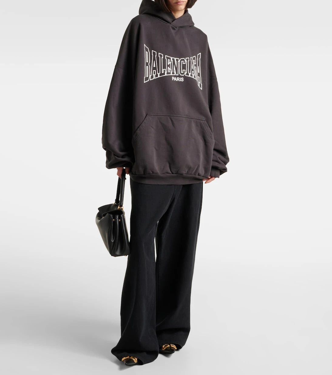 Balenciaga - سترة قطنية بغطاء للرأس عليها شعار الماركة