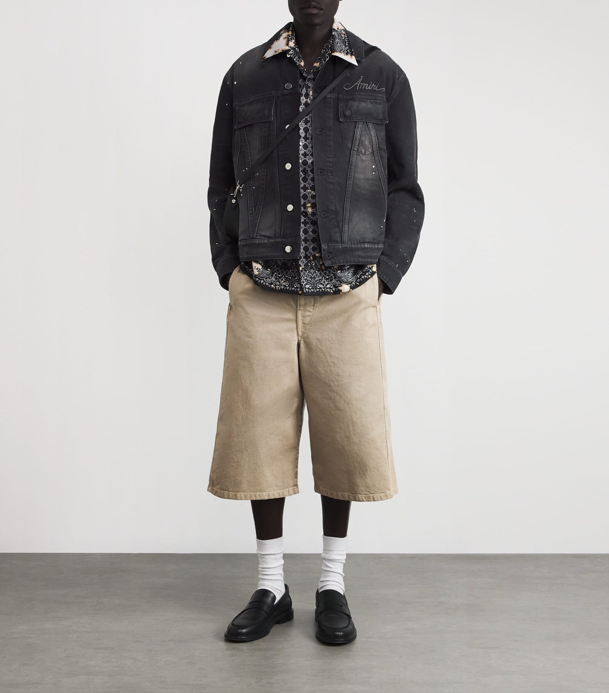 Bleach Bandana Denim Jacket FADED BLACK