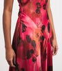 Victoria Beckham Red Silk Floral Draped Midi Dress