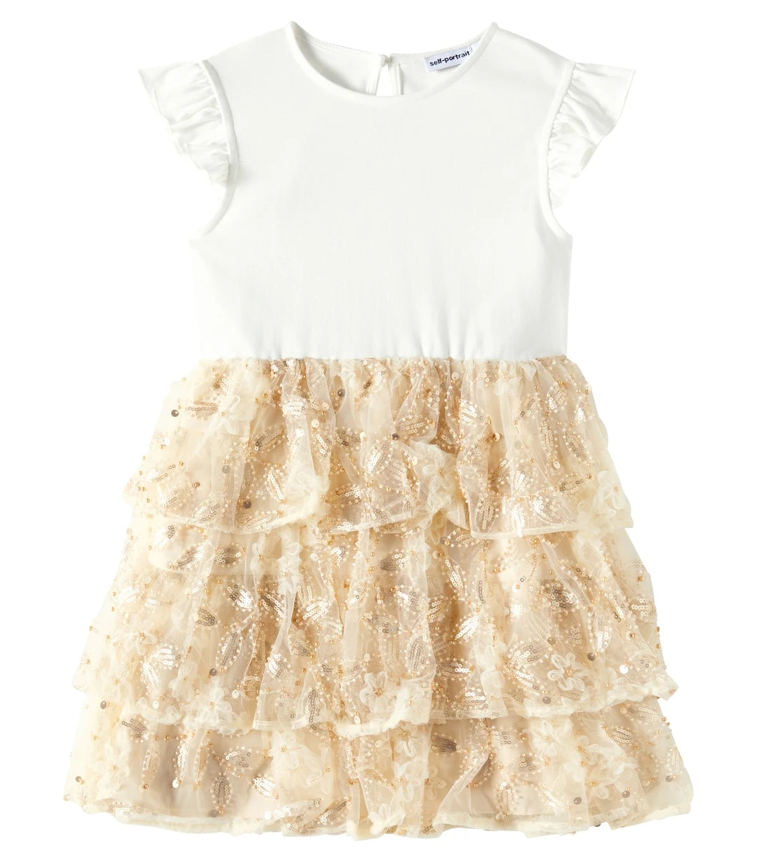 Self-Portrait Kids - Sequined jersey and tulle dress