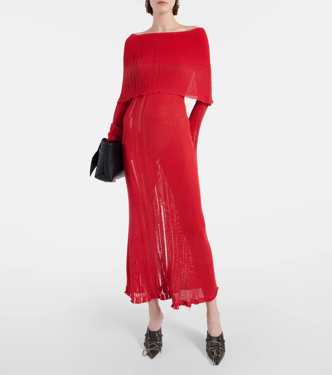 Acne Studios - فستان ماكسي من مزيج القطن المجعد