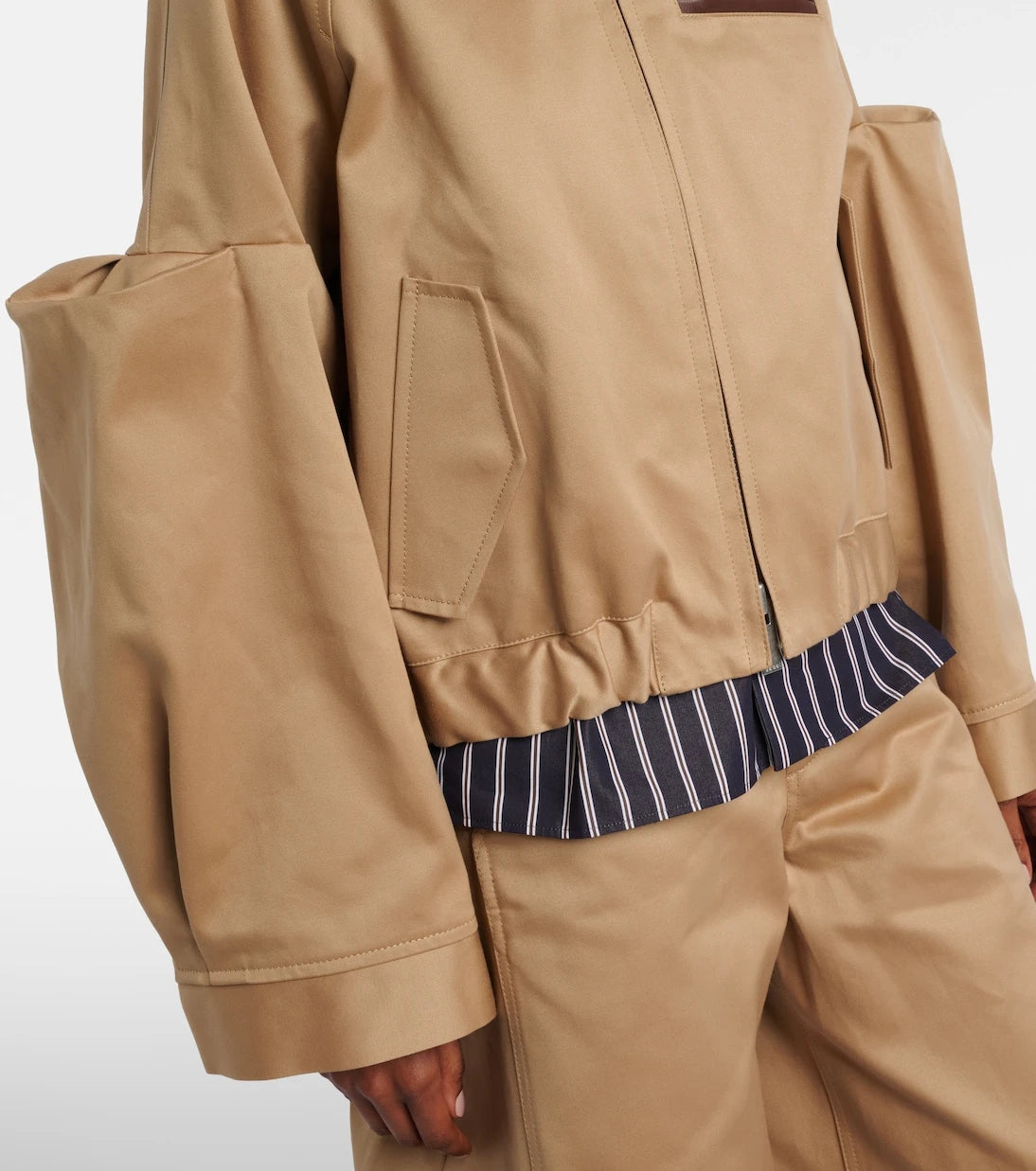 Sacai - Leather-trimmed cotton blouson jacket