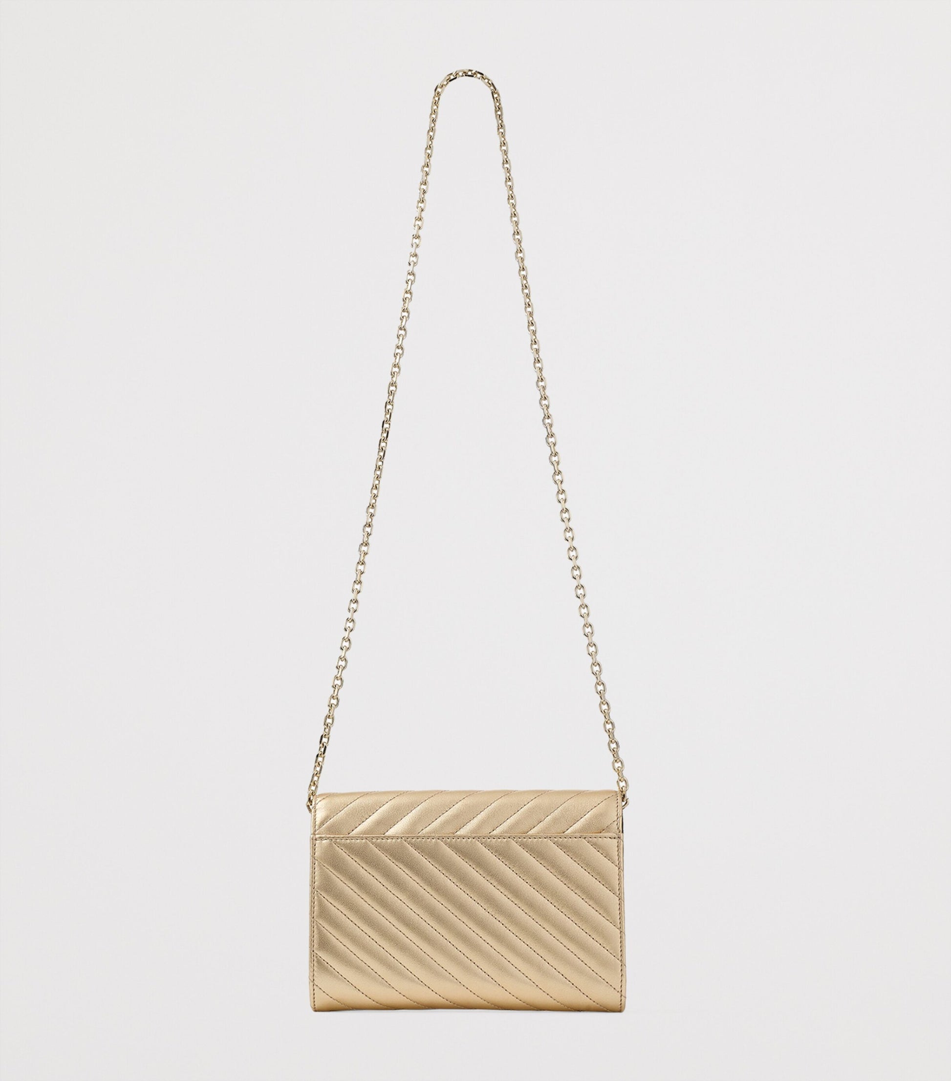 Jimmy Choo Gold Leather Curve Clutch Bag