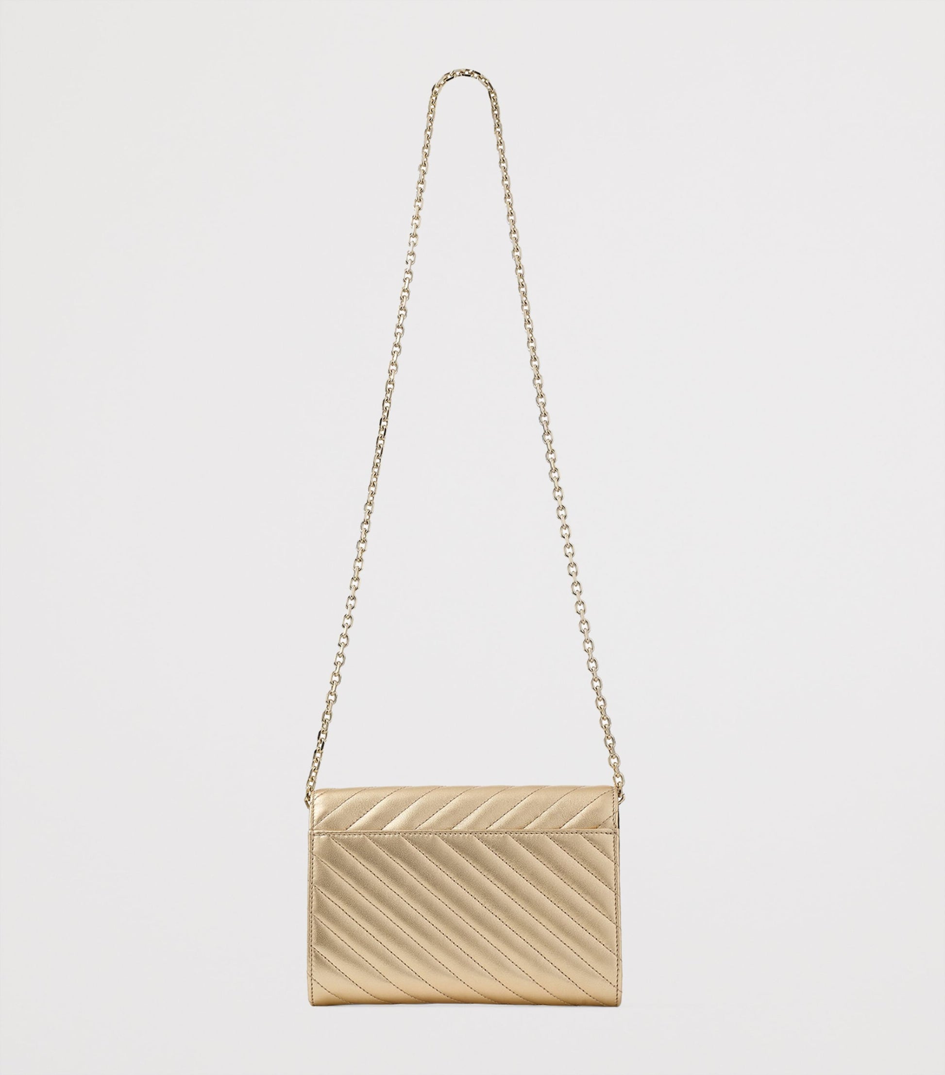 Jimmy Choo Gold Leather Curve Clutch Bag