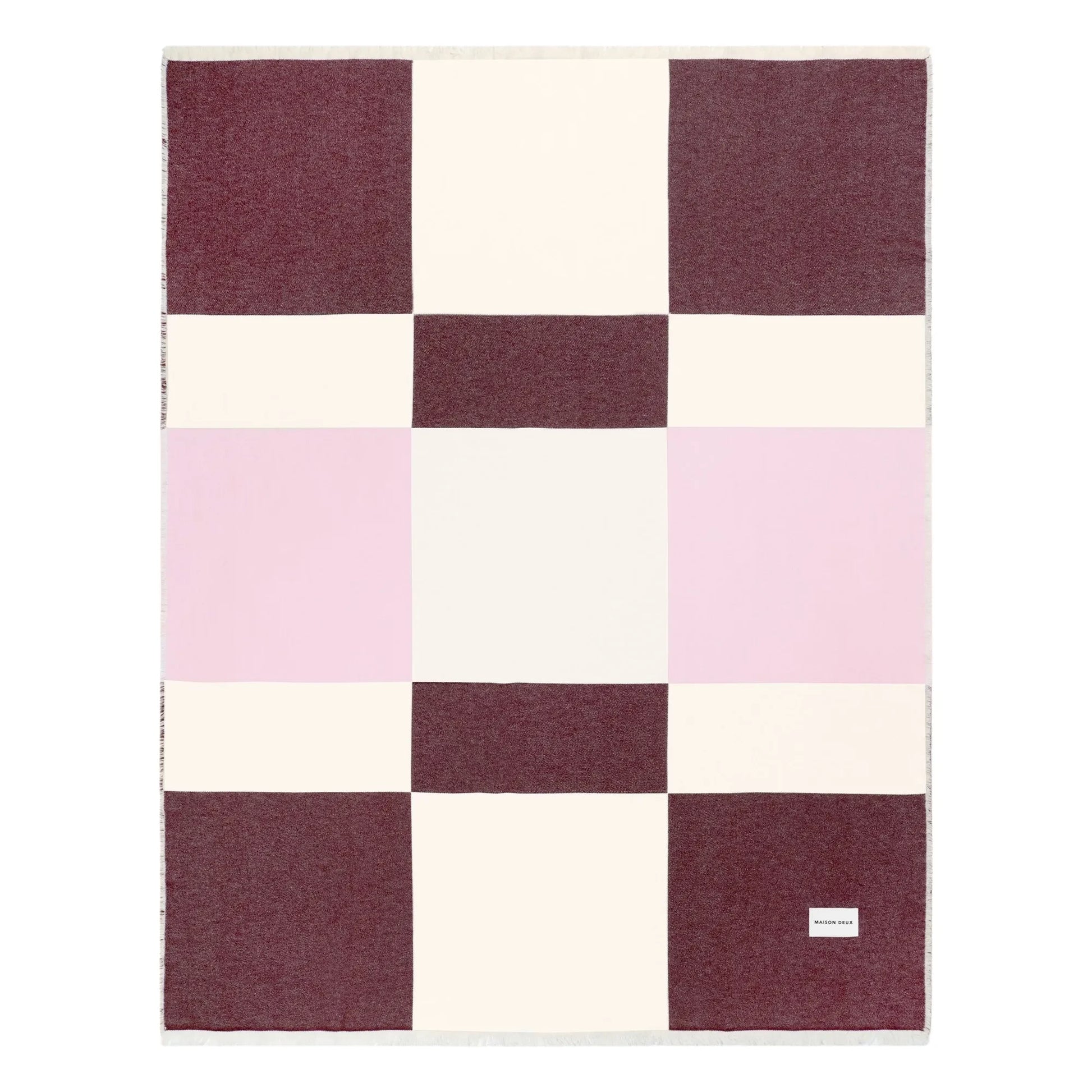 Maison Deux - Check cotton blanket | Burgundy